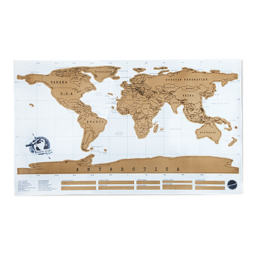 Mapa material del rasguño del papel revestido blanco y rasguño del tamaño de los 82.5 * 59.4cm del mapa del mundo